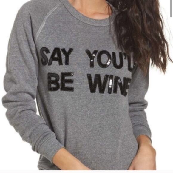 NWT Say you’ll be wine sequin beaded sweatshirt - Picture 2 of 9